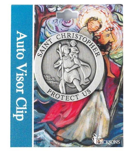 Visor Clip St. Christopher Metal Pewter