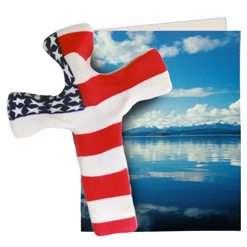Patriotic Hand Held Cross 5.5 in.
