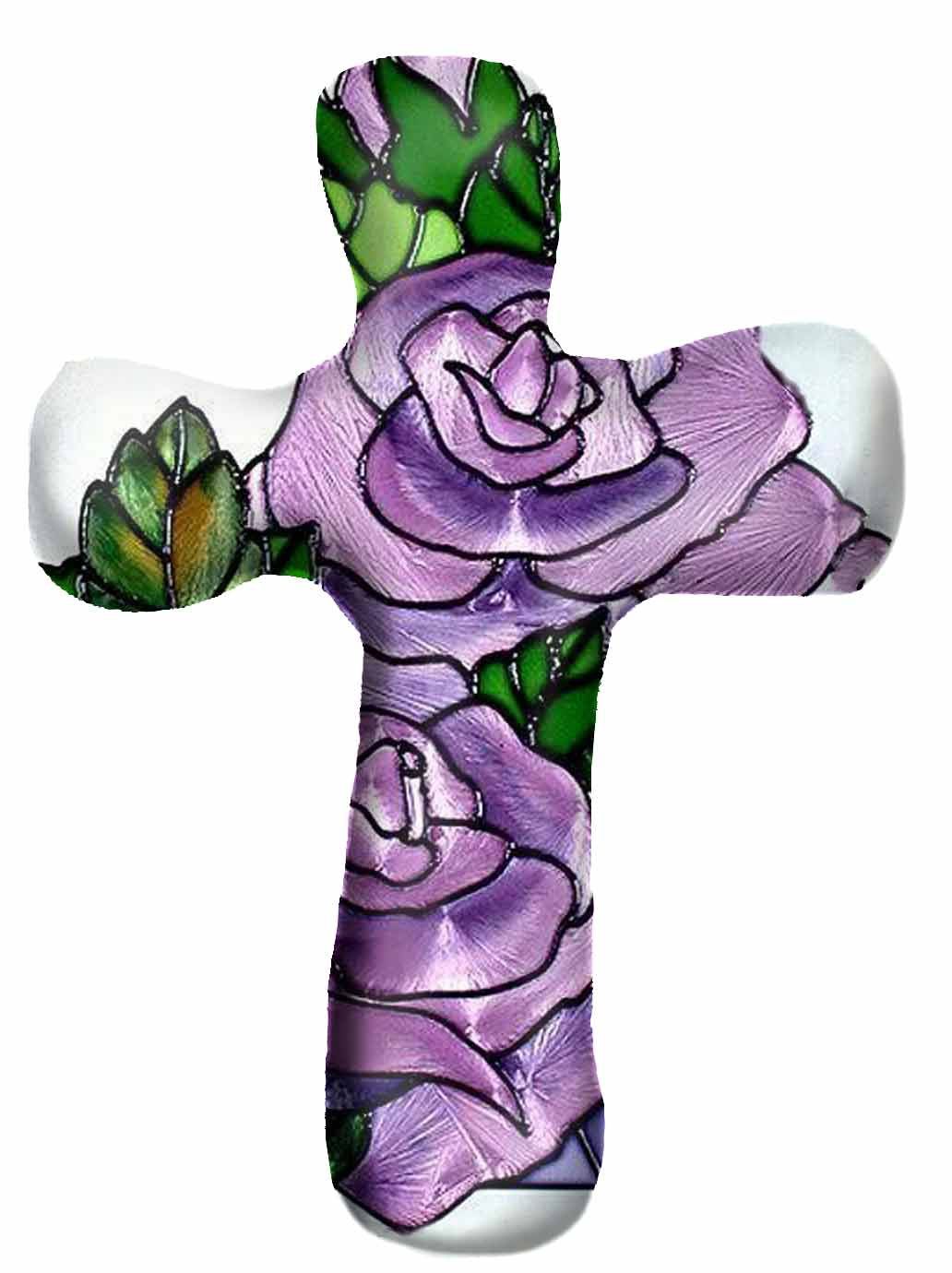 Purple Rose Hand Held Cross