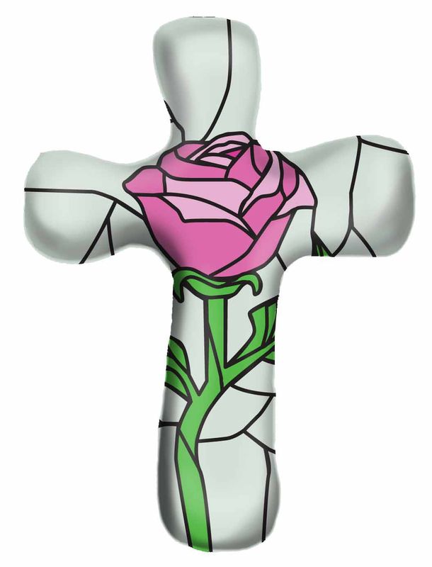 Pink Rose Hand Held Cross
