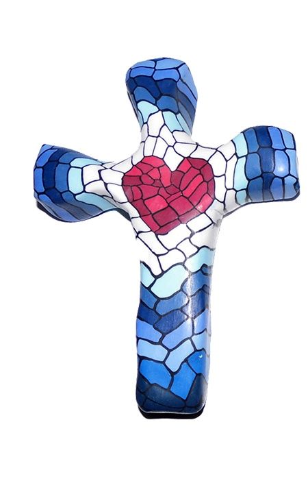 Mosaic Heart Hand Held Cross