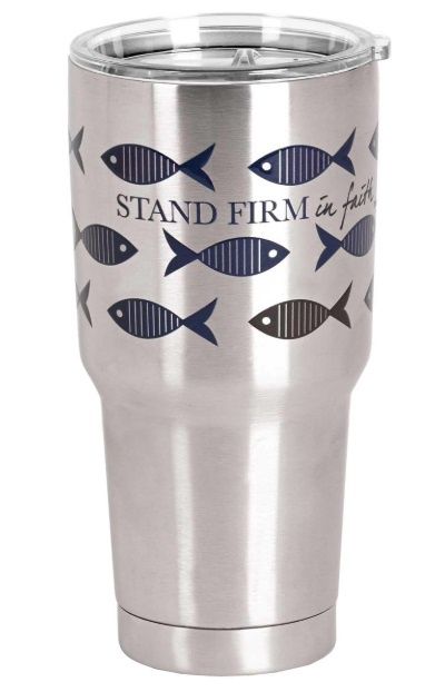 Tumbler Stand Silver Firm In Faith 30 Oz