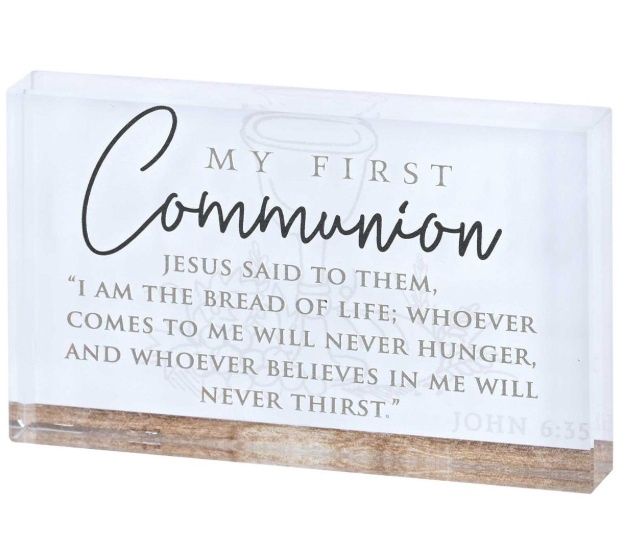 Tabletop Glass Plaque Communion John6:35