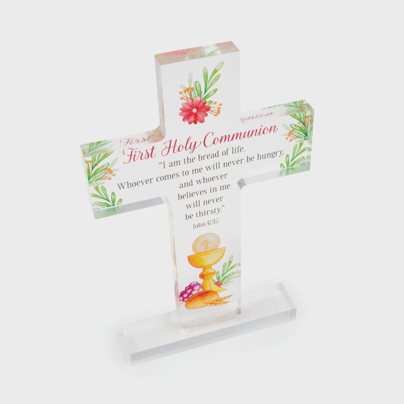 First Holy Communion Acrylic Cross Plaque – John 6:35