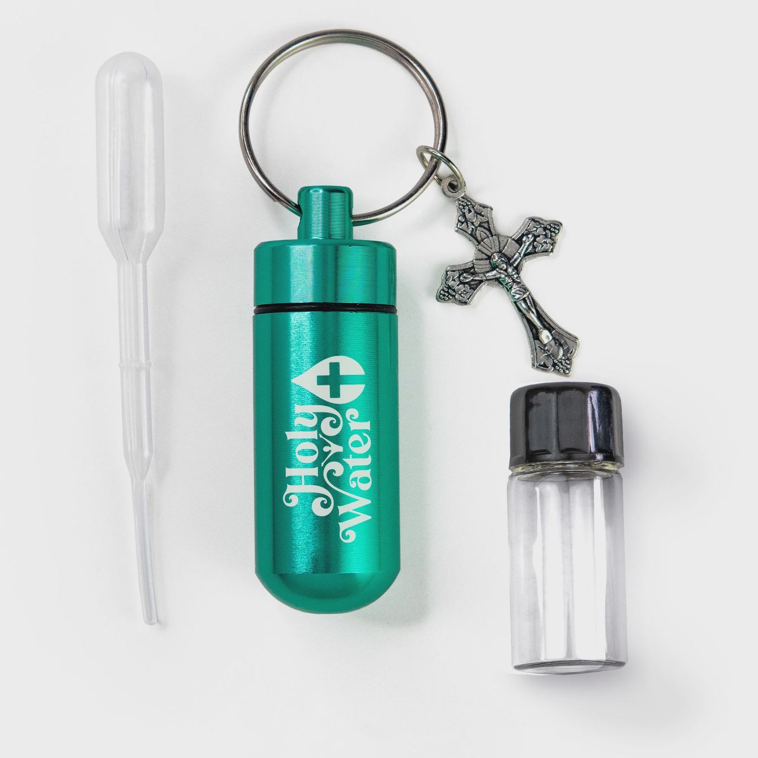 Key Chain Holy Water Vial Turq