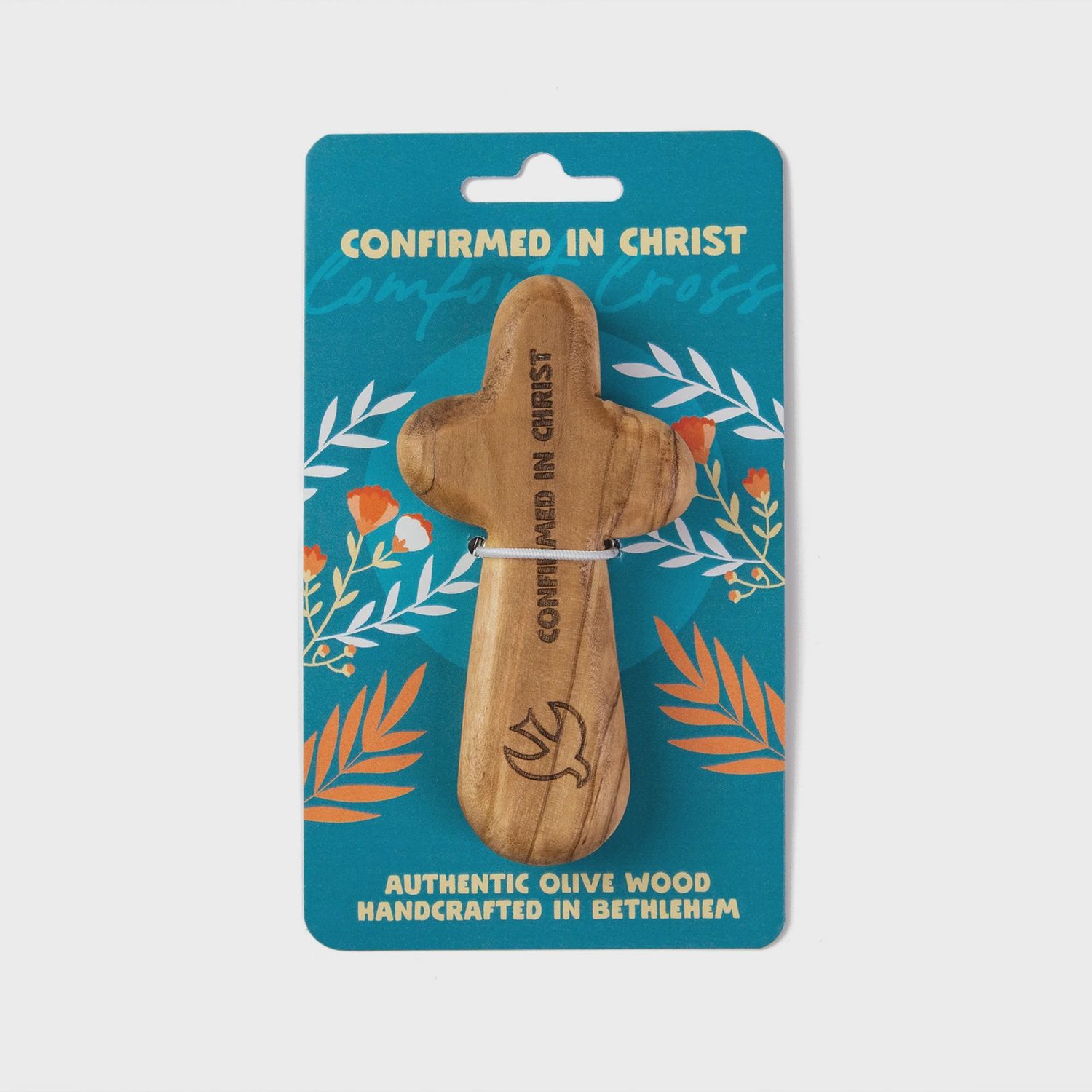 Laser Engraved Olive Wood Comfort Cross, Confirmed in Christ