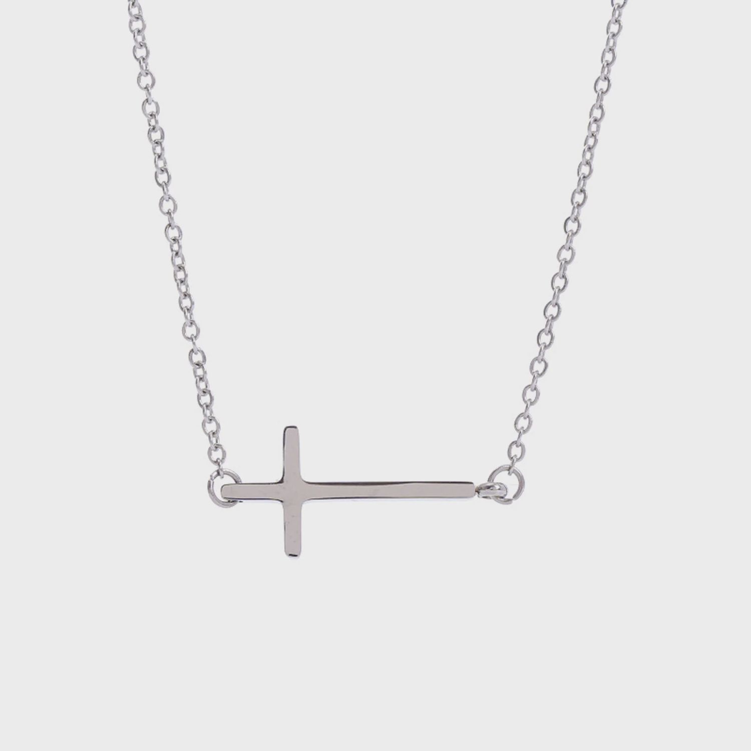 Stainless Steel Inline Cross Necklace – Silver Color