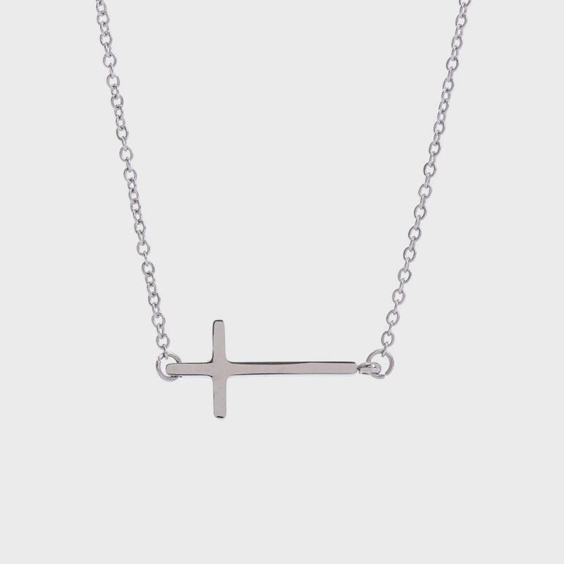 Stainless Steel Inline Cross Necklace – Silver Color