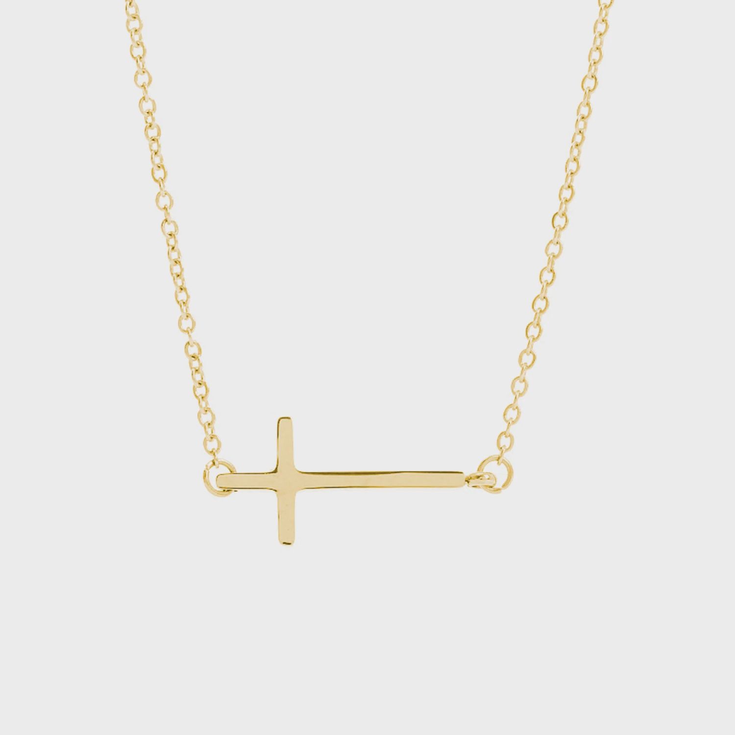 Stainless Steel Inline Cross Necklace – Gold Color