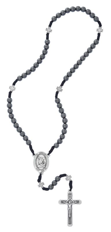 6MM HEMATITE CORDED ST MICHAEL (P581R)