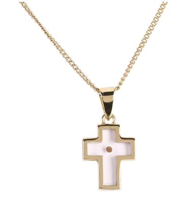 Necklace Mustard Seed Petal Cross 18L