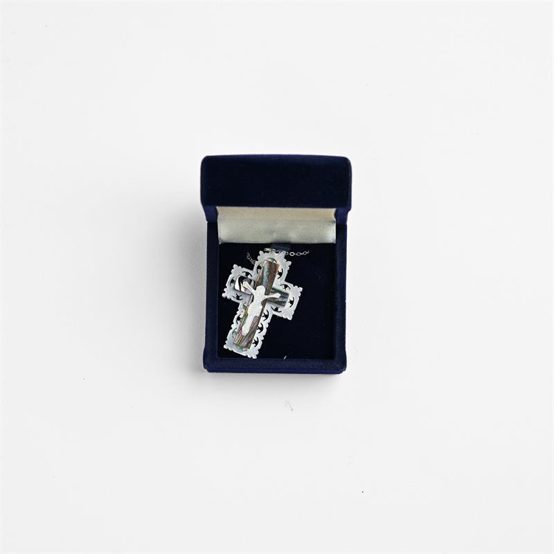 Mother of Pearl Crucifix on Chain with Box 1.75&quot;