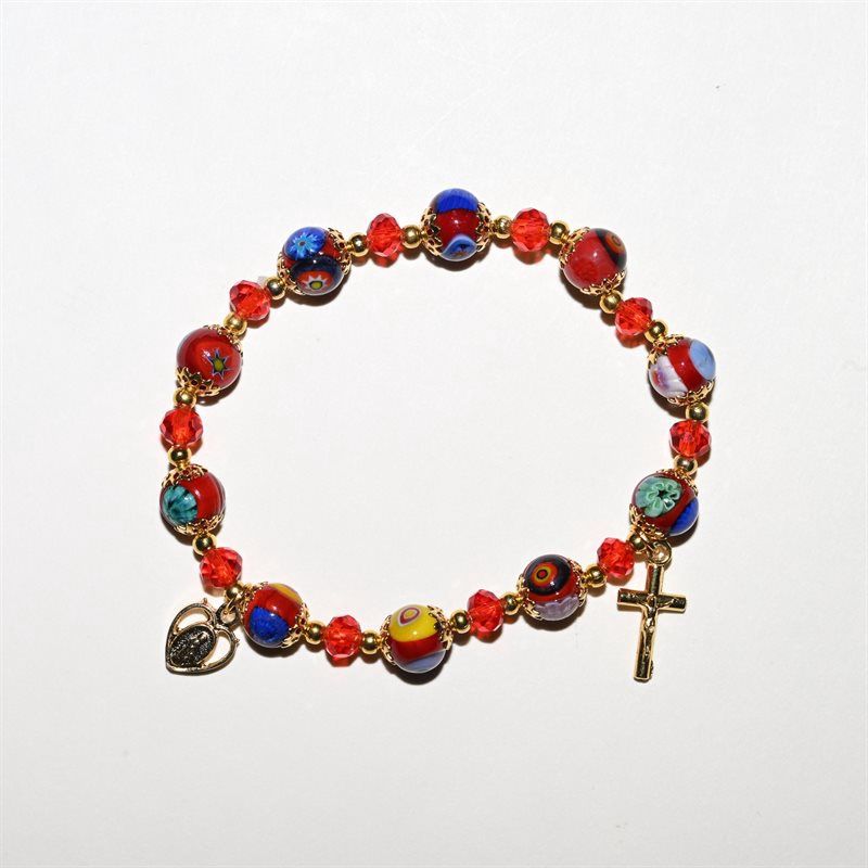 Murano Burgundy &amp; Gold Elastic Bracelet