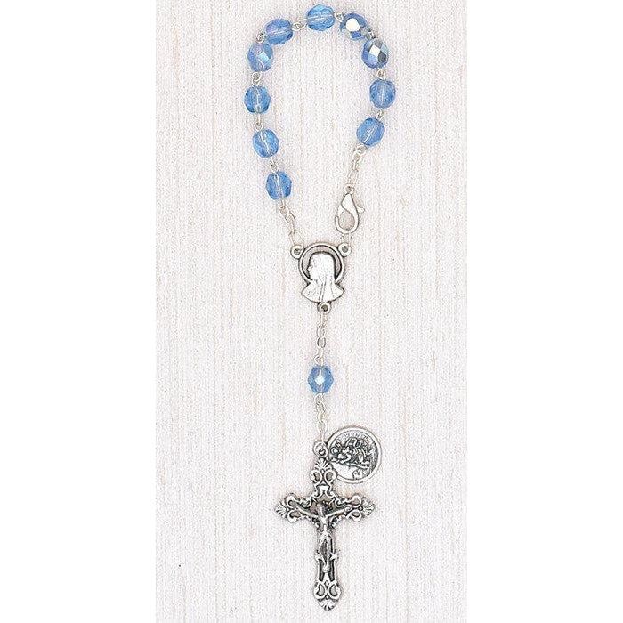 St Christopher Auto Rosary - Blue