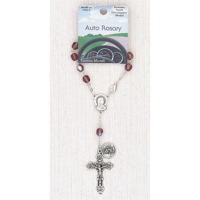 St Christopher Auto Rosary - Purple