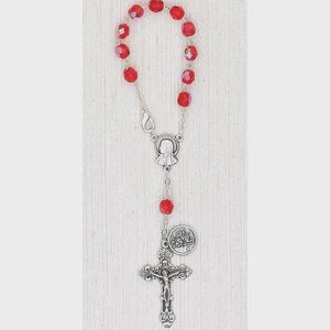 St Christopher Auto Rosary - Red