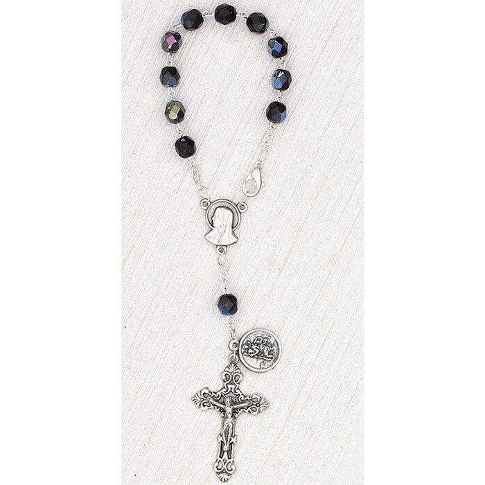 St Christopher Auto Rosary - Black