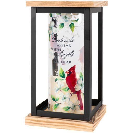 &quot;Cardinals Appear&quot; Framed Cylinder Lantern