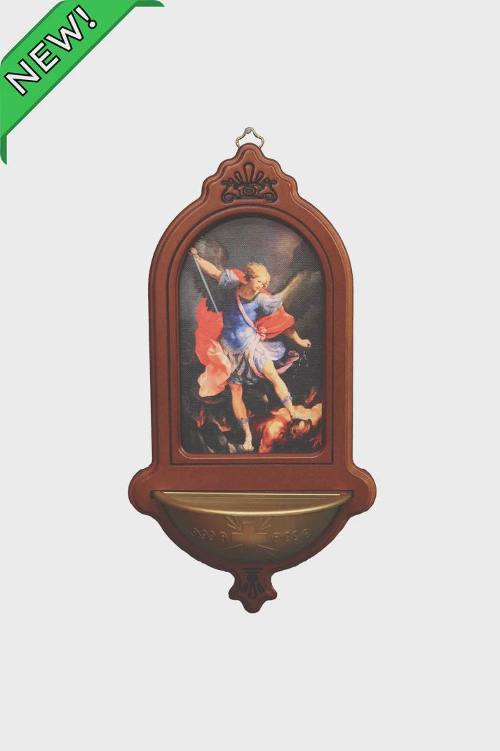St. Michael wood holy water font