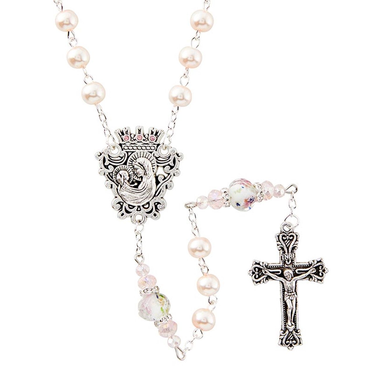 Mother and Child Rosary - Pearl/Glass