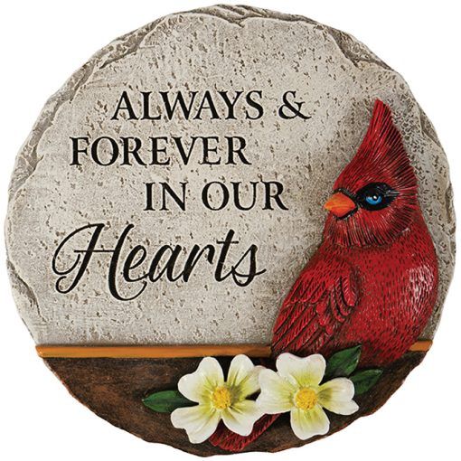 &quot;Hearts&quot; Cardinal Memorial Mini Garden Stone