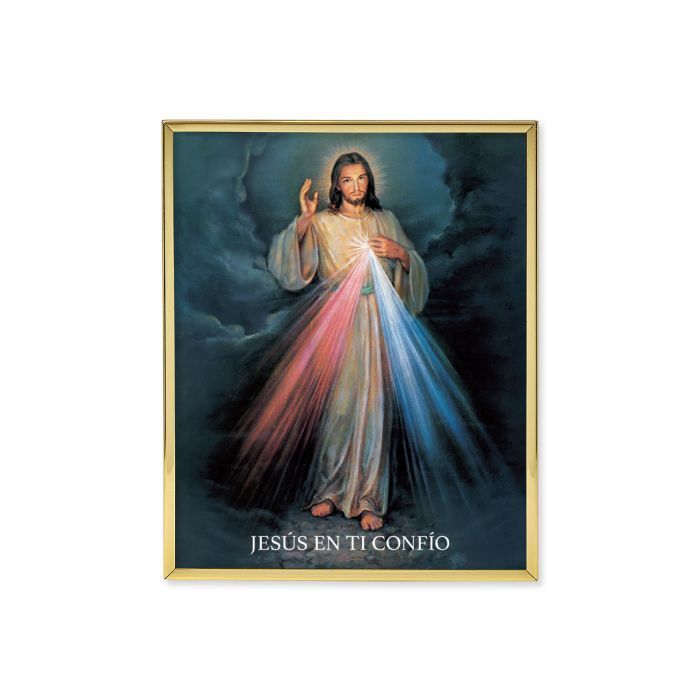 8&quot; x 10&quot; Gold Plaque Frame with a Divine Mercy in Spanish Print