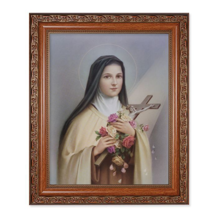 10&quot; x 12&quot; Ornate Wood Frame with an 8&quot; x 10&quot; St. Therese Print