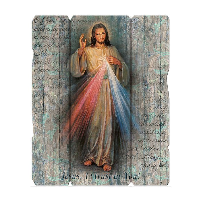 7 1/2&quot; x 9&quot; Divine Mercy Vintage Wood Plaque