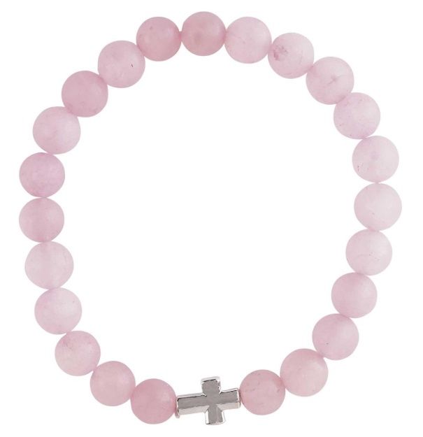 Bracelet Red Quartz Stone With Cross