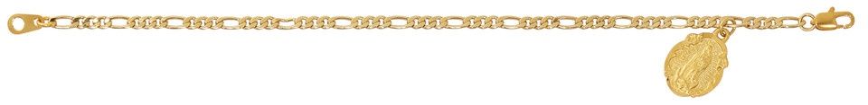 Gold Tone Figaro Guadalupe Bracelet