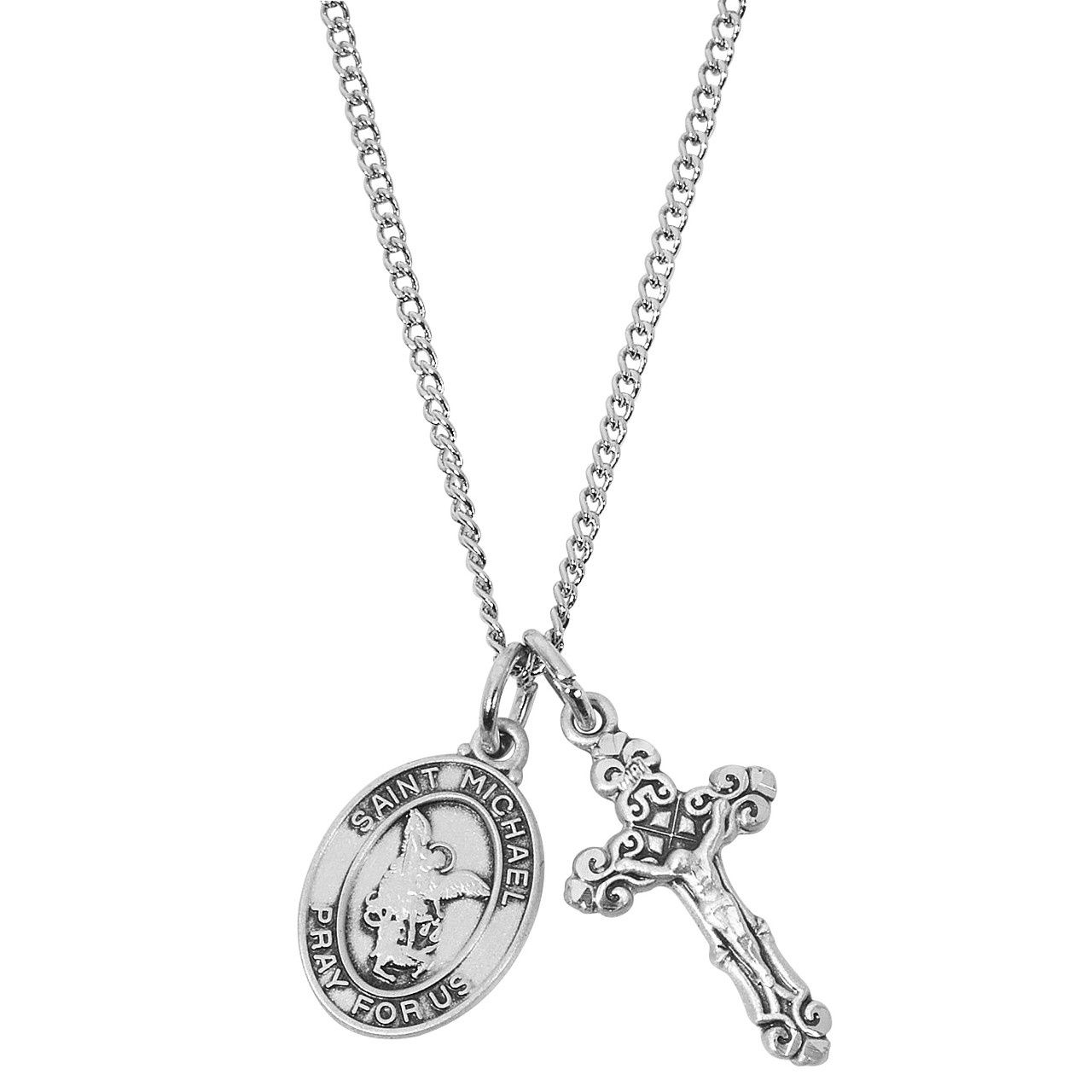 16-18&quot; CH SS CRUCIFIX &amp; ST MICHAEL