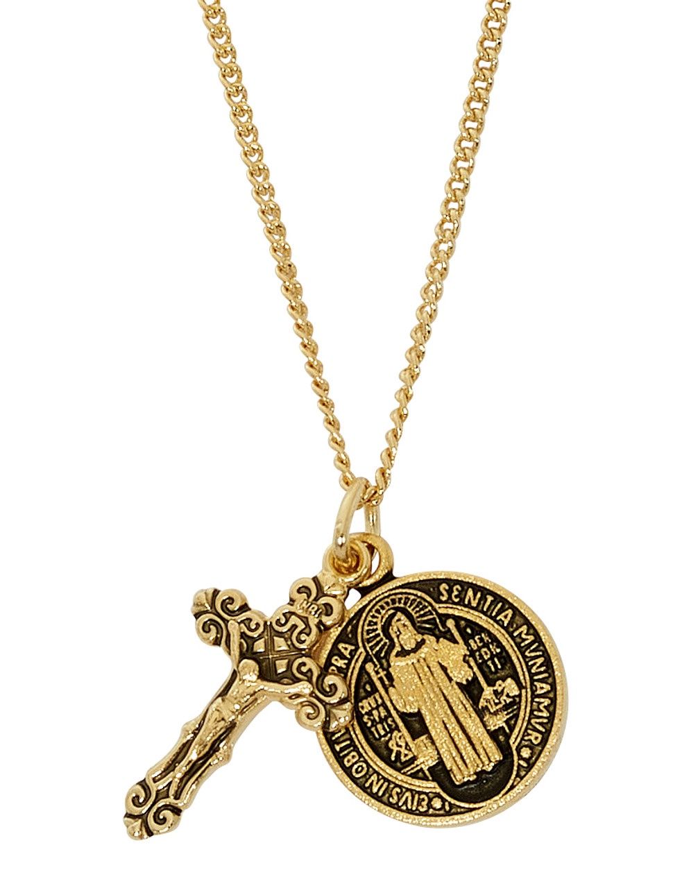 16-18&quot; CH G/SS ST. BENEDICT &amp; CRUCIFIX