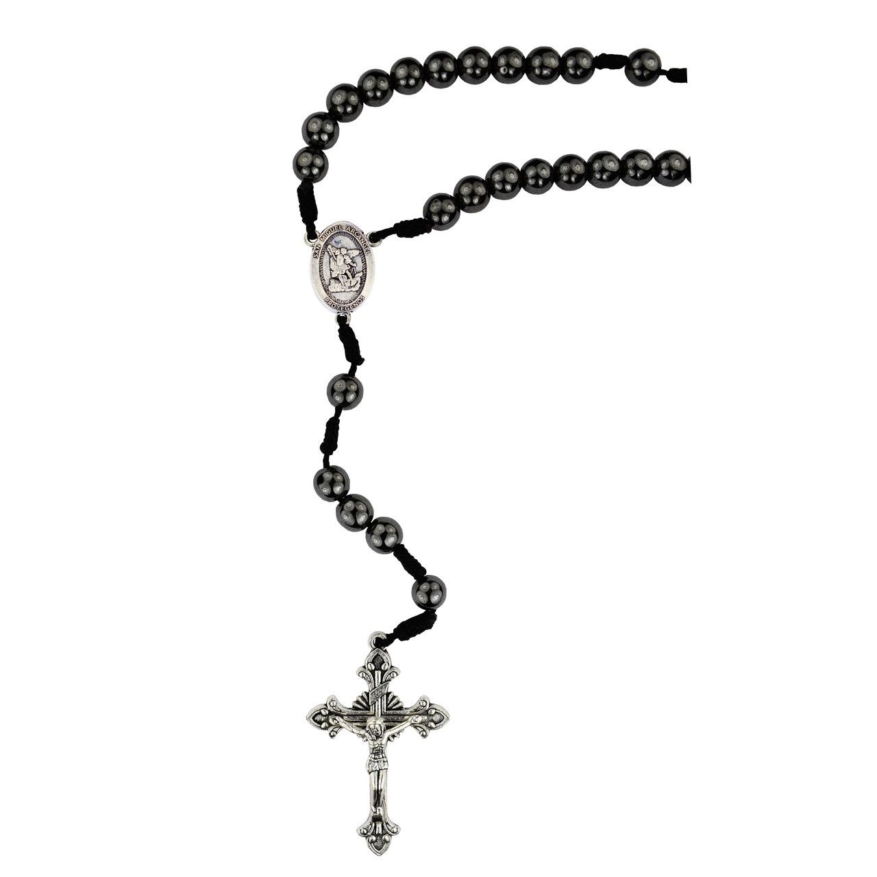 (P389C) 8MM ST MICHAEL HEMATITE CARDED