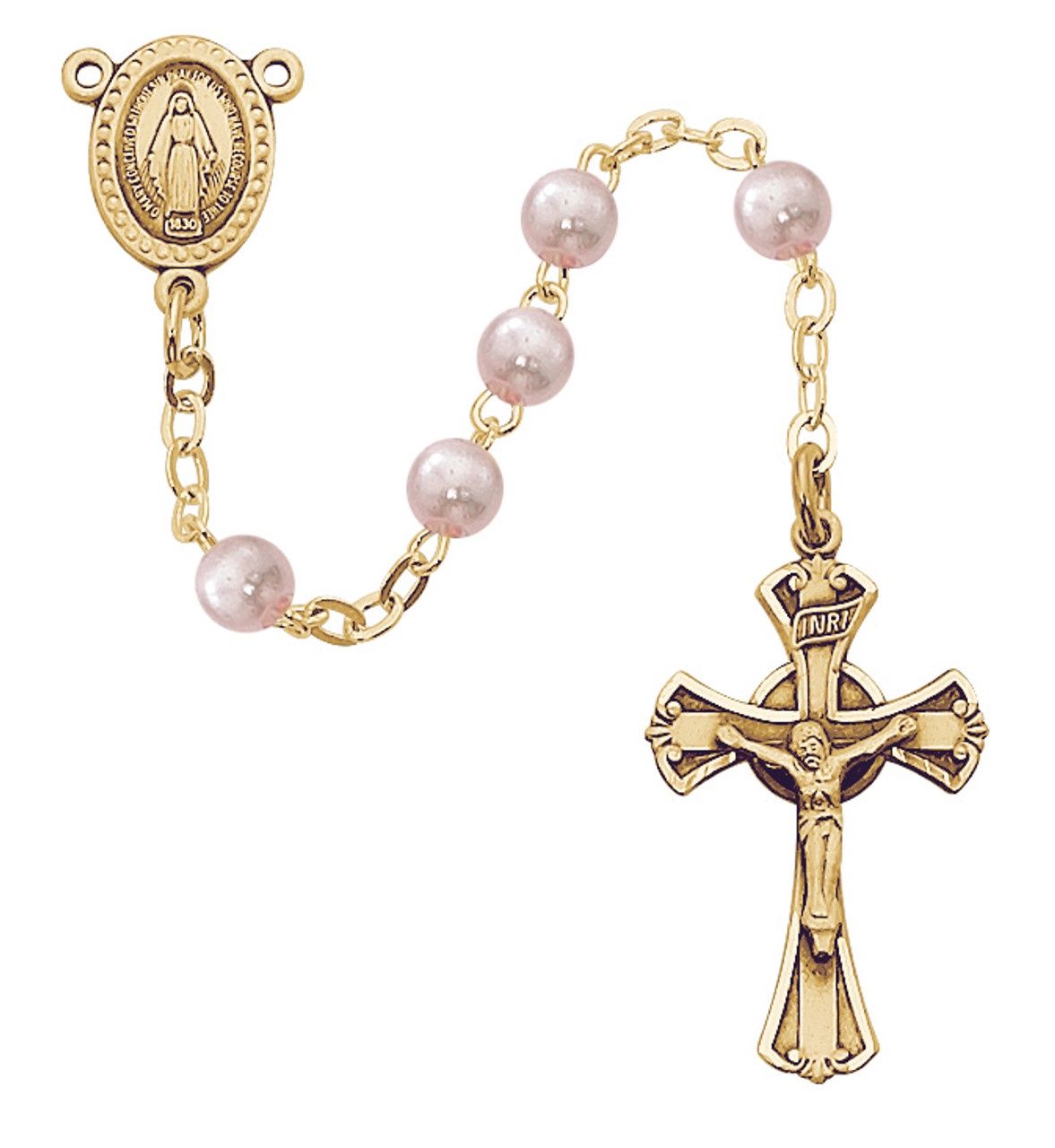 (201H-PKG) 3MM GP PINK GLASS ROSARY,BOX