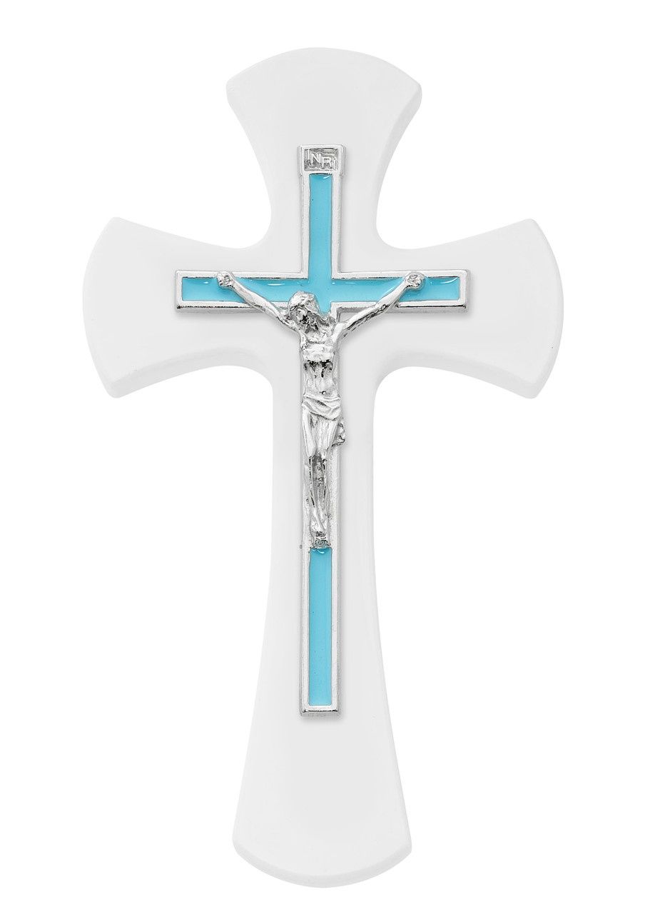 (73-82) 7&quot; WHITE CROSS WITH BLUE CRUCI