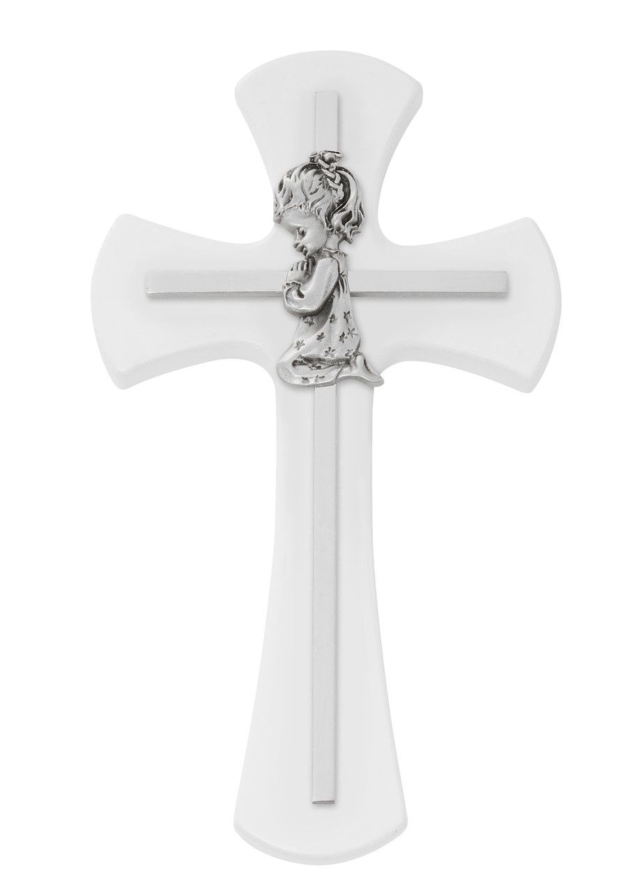 (73-78) 7&quot; GIRL CROSS ON WHITE WOOD