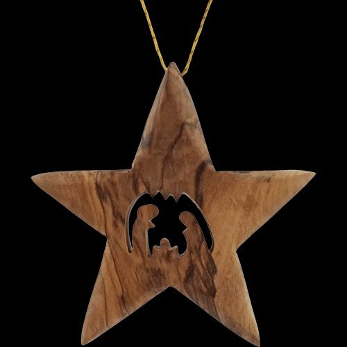 Olive Wood Bethlehem Star Nativity 3&quot; Ornament