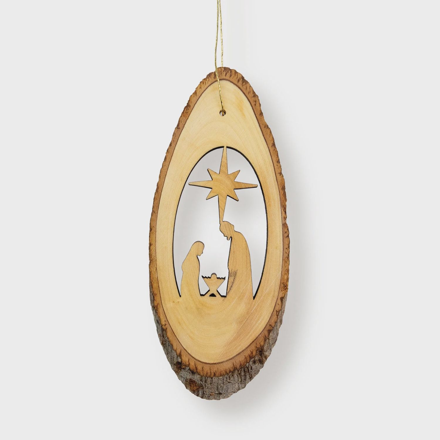 Nativity with Star – Live Edge Olive Wood Slab Ornament