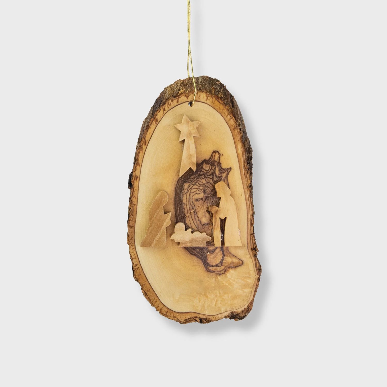 Live Edge Oval Slice with Nativity Ornament