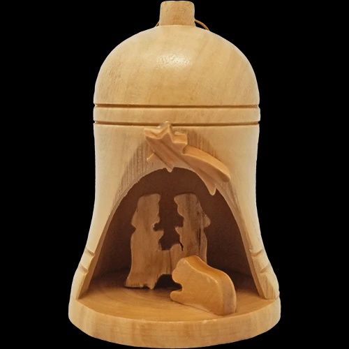 Nativity Bell Ornament -3D - Holy Land Olive Wood - Medium