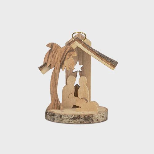Holy Land Olive Wood Ornament - Nativity and Star