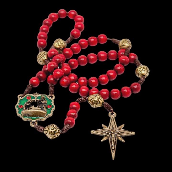 Red Wood Christmas Rosary