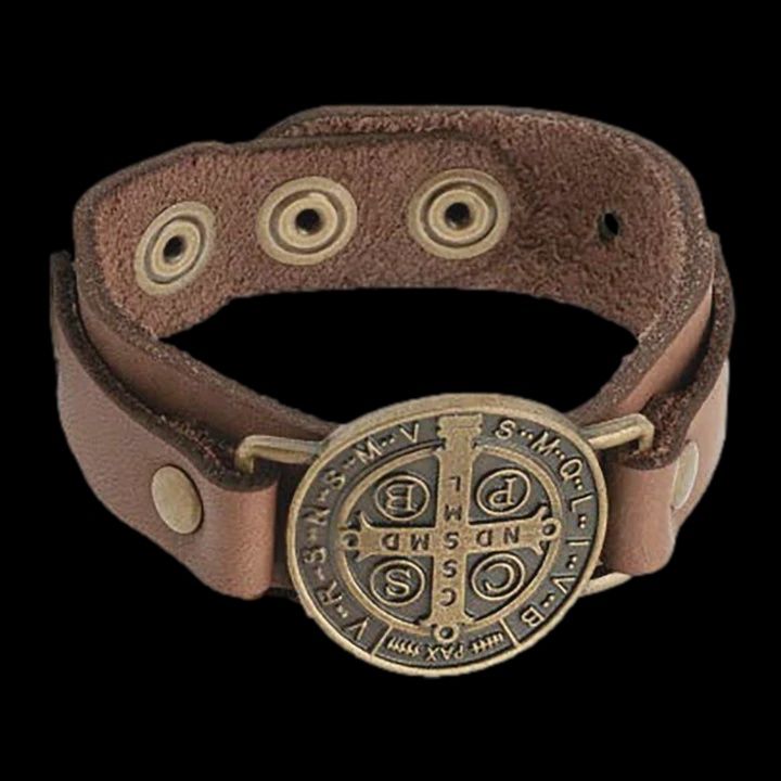 St Benedict Leather Cord Bracelet