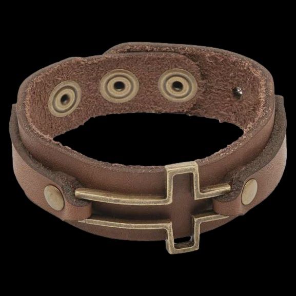 Cross Leather Cord Bracelet