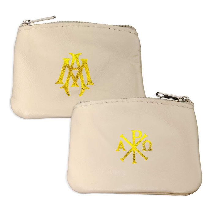Genuine Sheepskin Leather Rosary Pouch in Soft Tan
