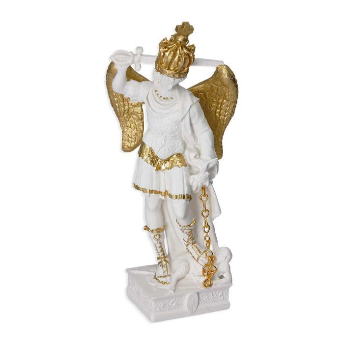 4&quot; St. Michael White and Gold Resin Statue