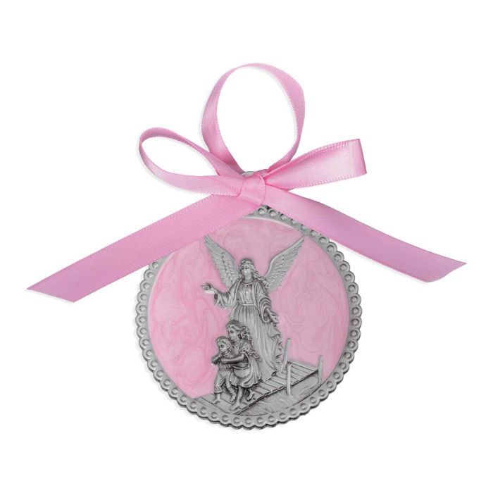 Pewter Crib Medal with Pink Epoxy