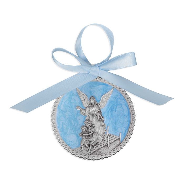 Pewter Crib Medal with Blue Epoxy