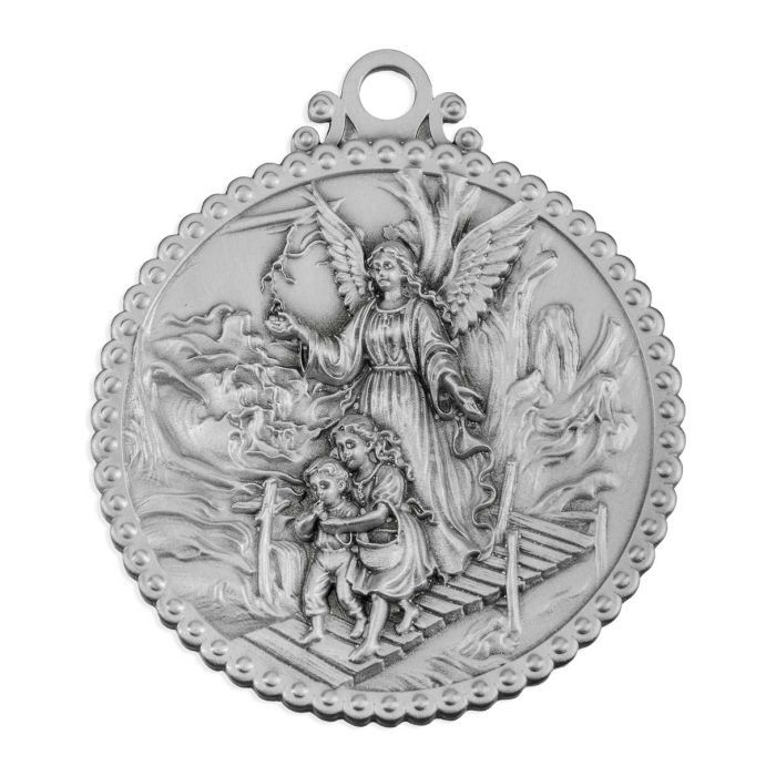 Guardian Angel Pewter Crib Medal (comes with pink and blue ribbons). Boxed