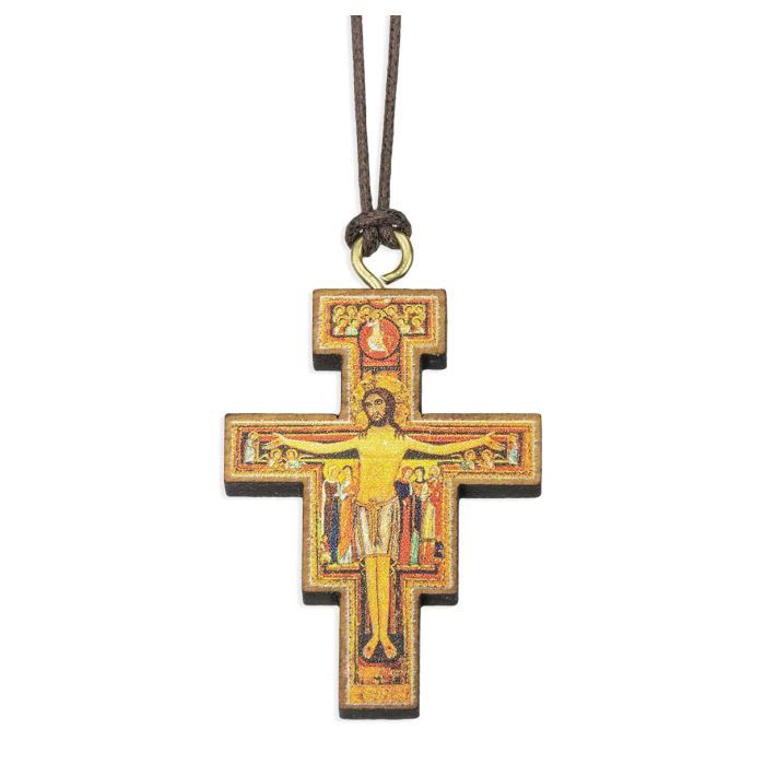 San Damiano Cross on Brown Cord